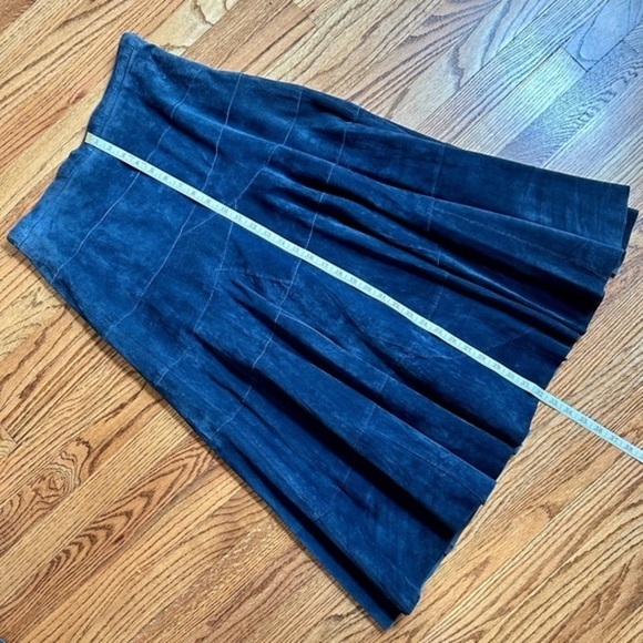 Vintage Terry Lewis Classic Luxuries Blue Leather A-line Maxi Skirt Sz 10p - Picture 10 of 15